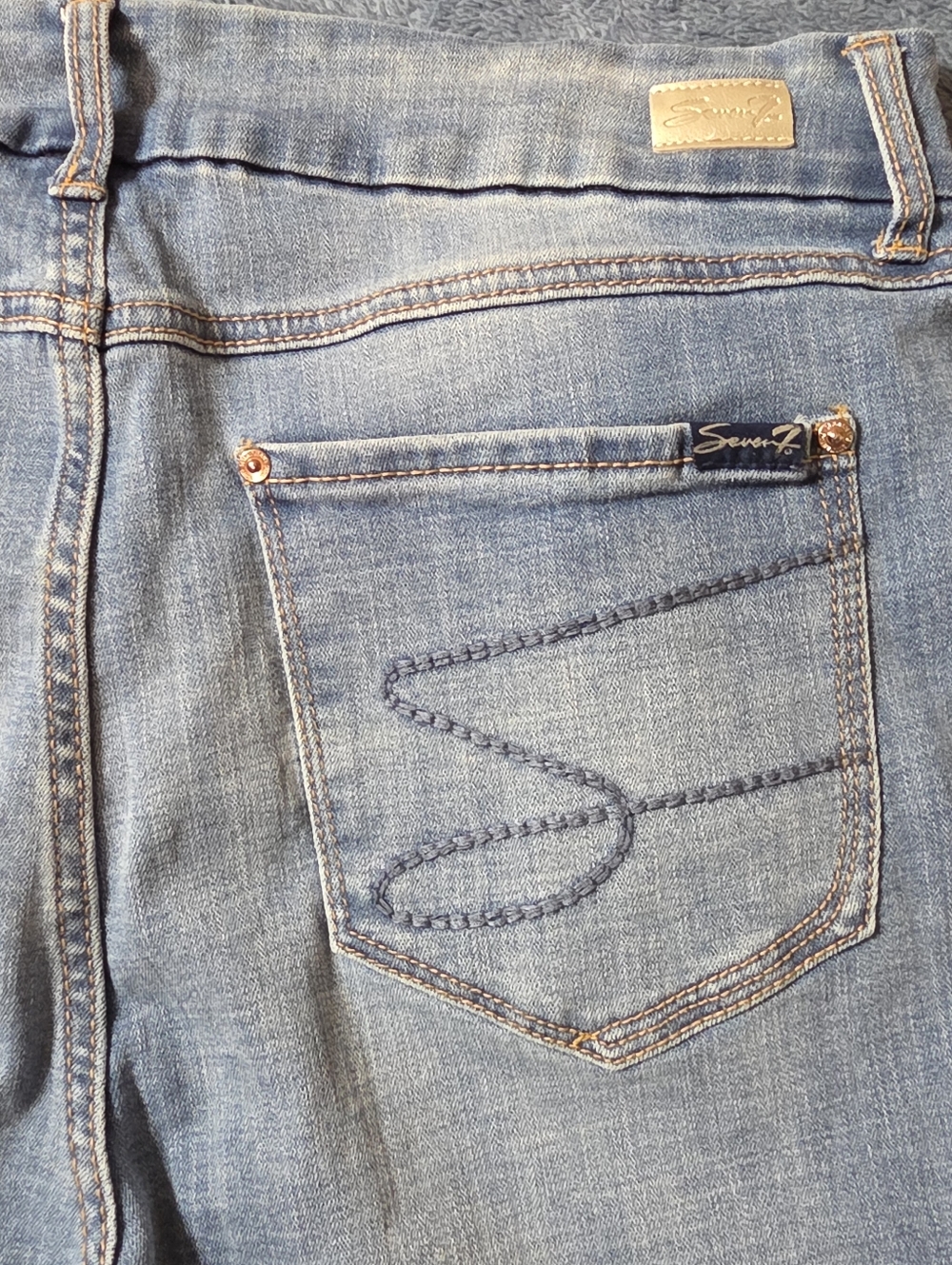 Seven7 Jeans Women's 16 Straight Skinny Stretch Light Blue Holes - Picture 3 of 8